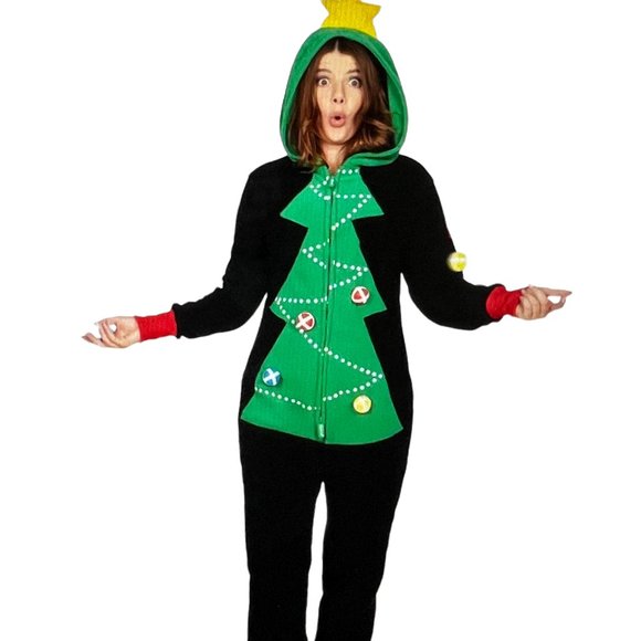 TIPSY ELVES Christmas Tree Toss Game Jumpsuit Size Large - Picture 10 of 13